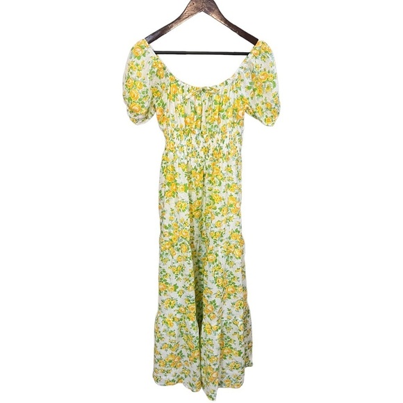 Faithfull the Brand Dress Matisse Boho Floral Linen Midi Sz M - Picture 4 of 11